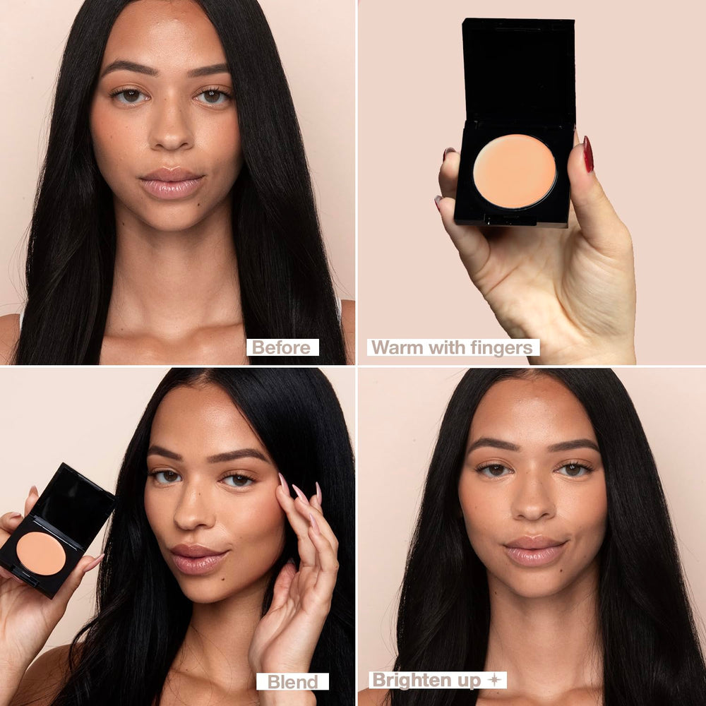Palladio Under Eye Brightener, aplicación con pincel, cobertura ligera en ojeras