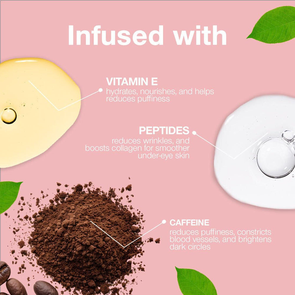Caffeine, peptides, and vitamin E blend in Palladio Under Eye Brightener for nourishment.