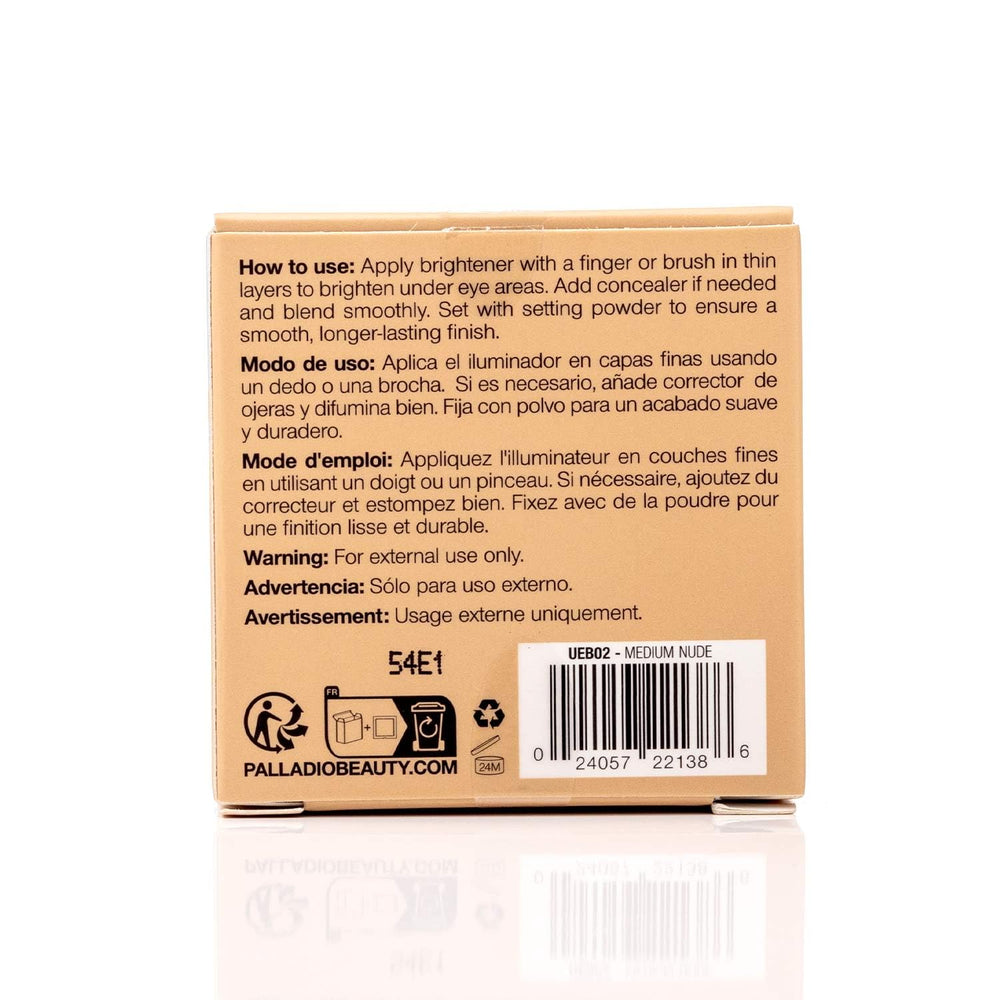Palladio Under Eye Brightener, vitamina E para nutrición suave de la piel