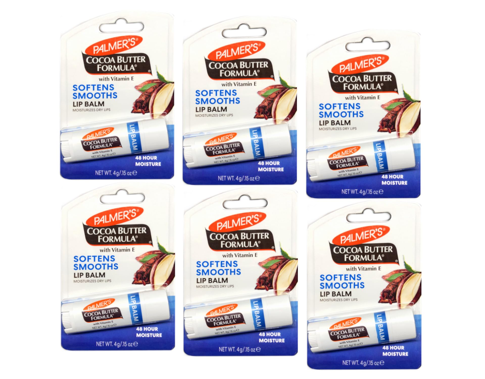 Palmer's Cocoa Butter Formula lip balm pack6 front view for year-round moisture