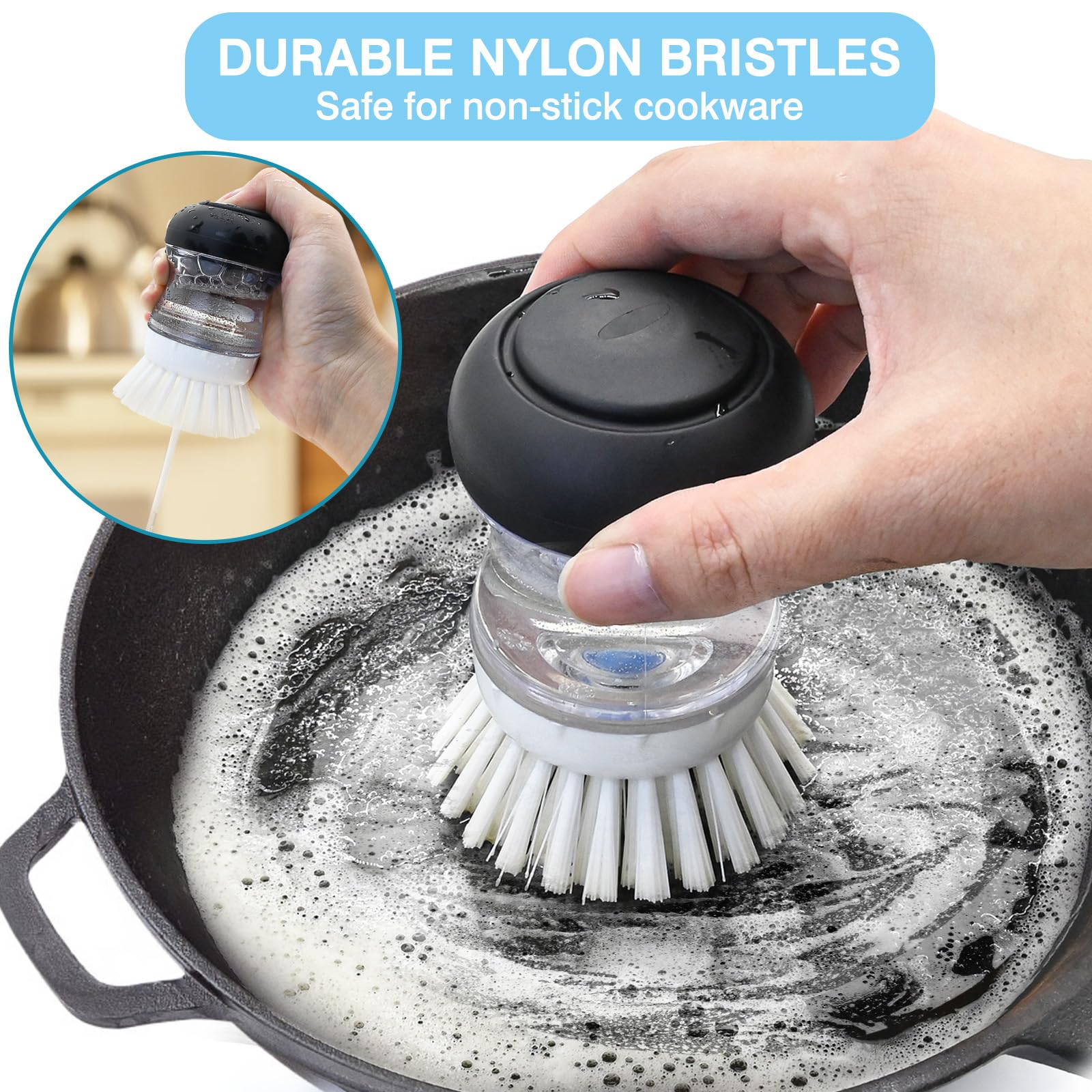 Pamrack palm brush refill bristles close-up showing tough fibers for stuck-on grime.