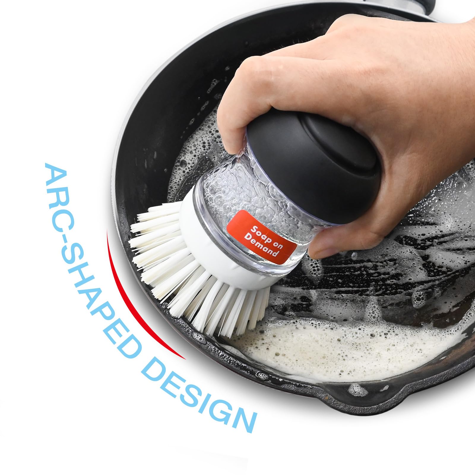 Pamrack palm brush refill being inserted demonstrates simple snap-in replacement.