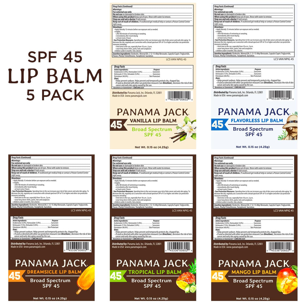 Panama Jack lip balm close-up moisturizing texture and SPF 45 protection