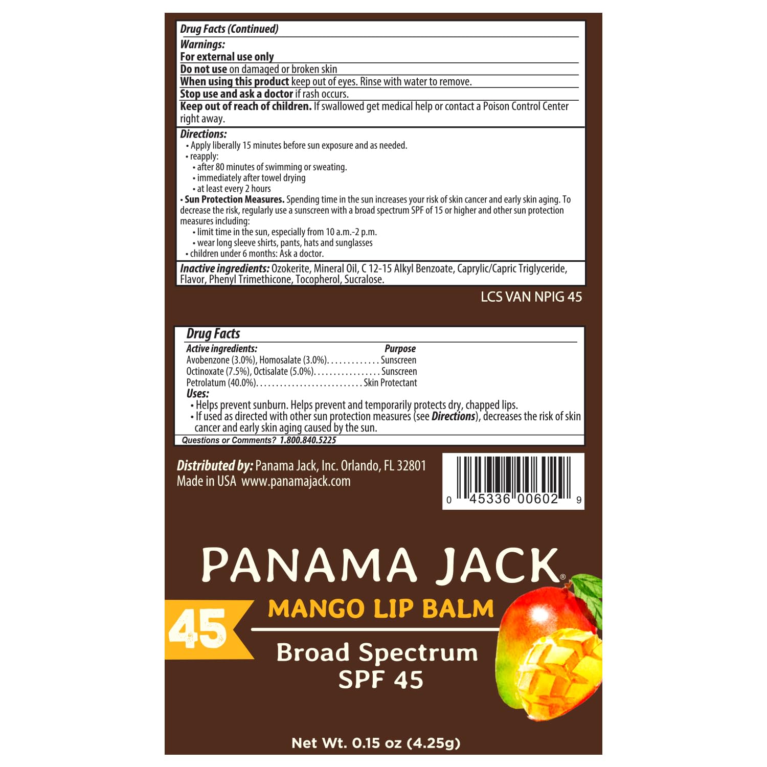 Panama Jack Dreamsicle flavor lip balm tube showcasing refreshing citrus notes and UVA/UVB shield.