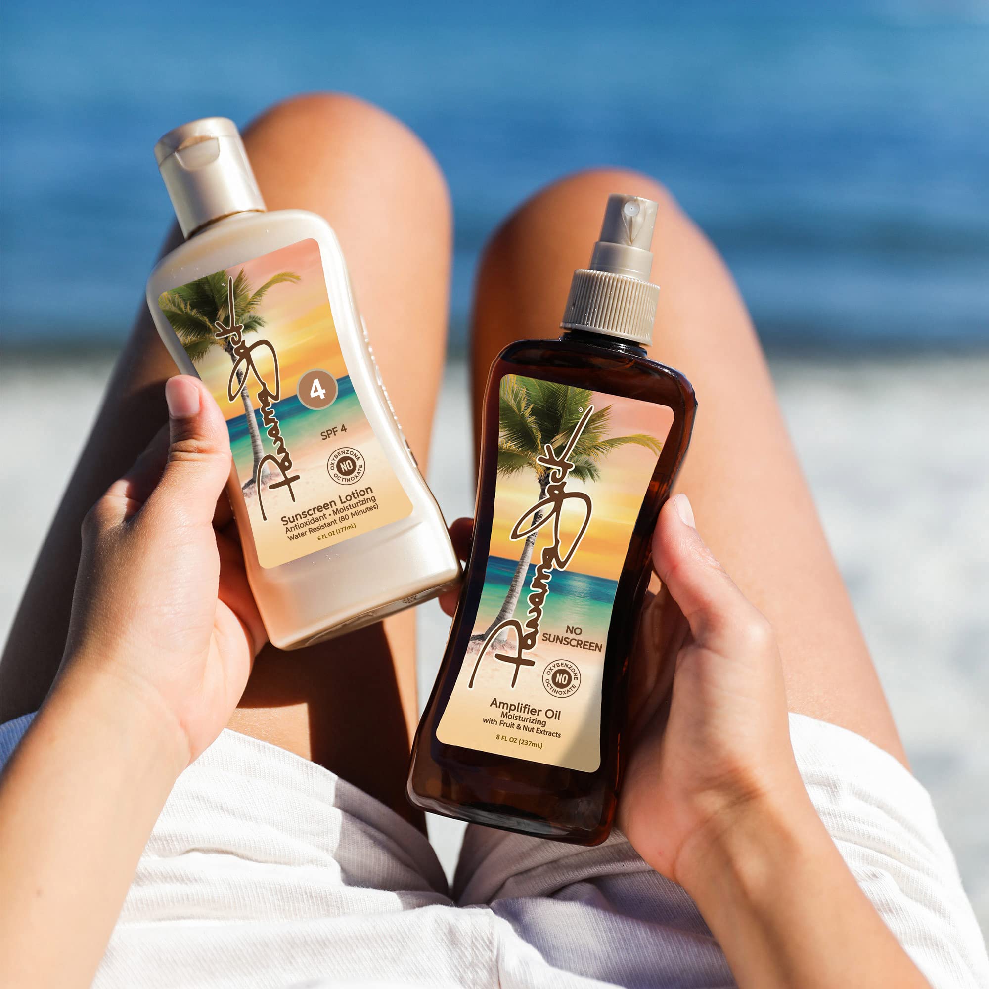 Panama Jack sunscreen tanning lotion packaging on display for beach-ready skin