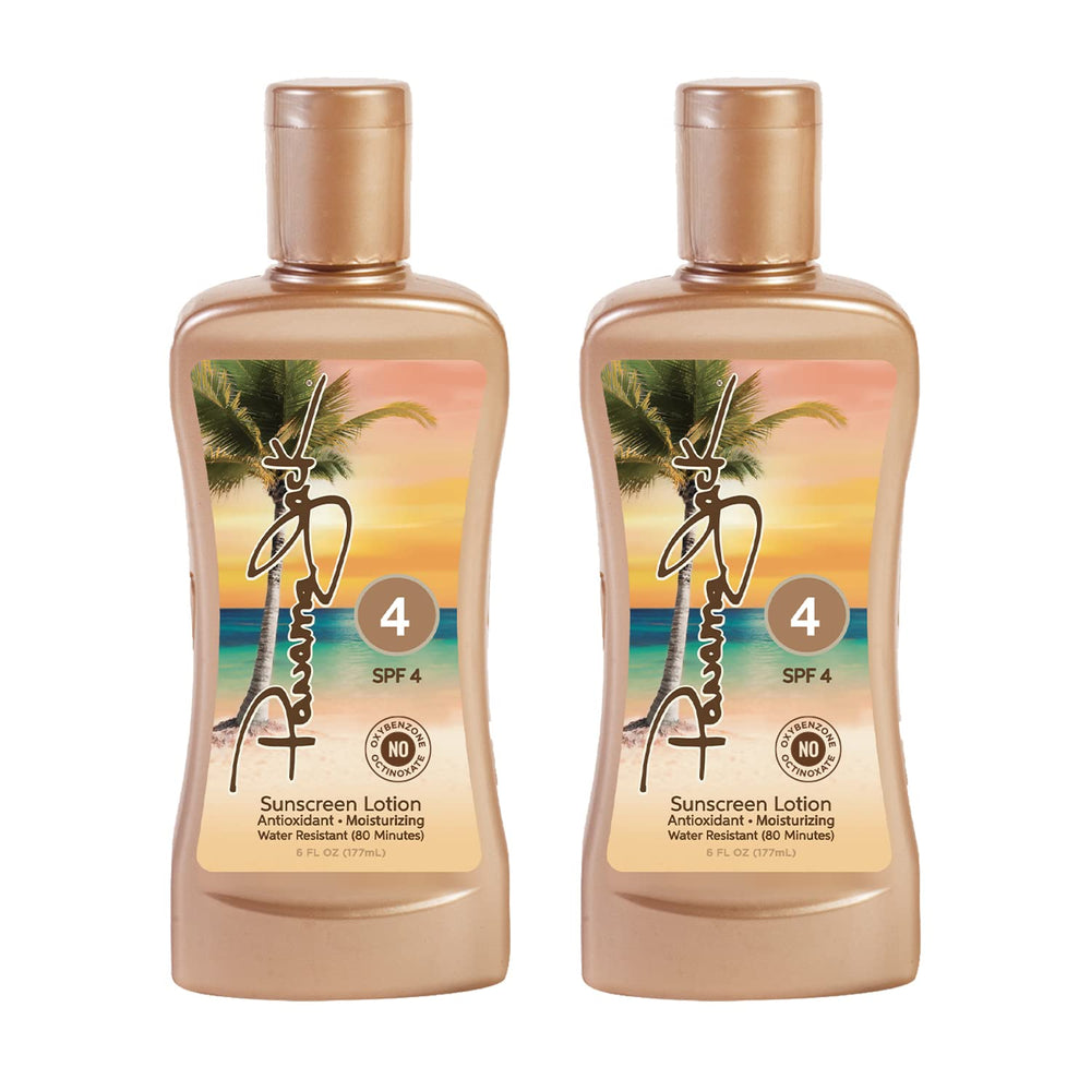 Panama Jack tanning lotion shown outdoors under sun for gradual tan