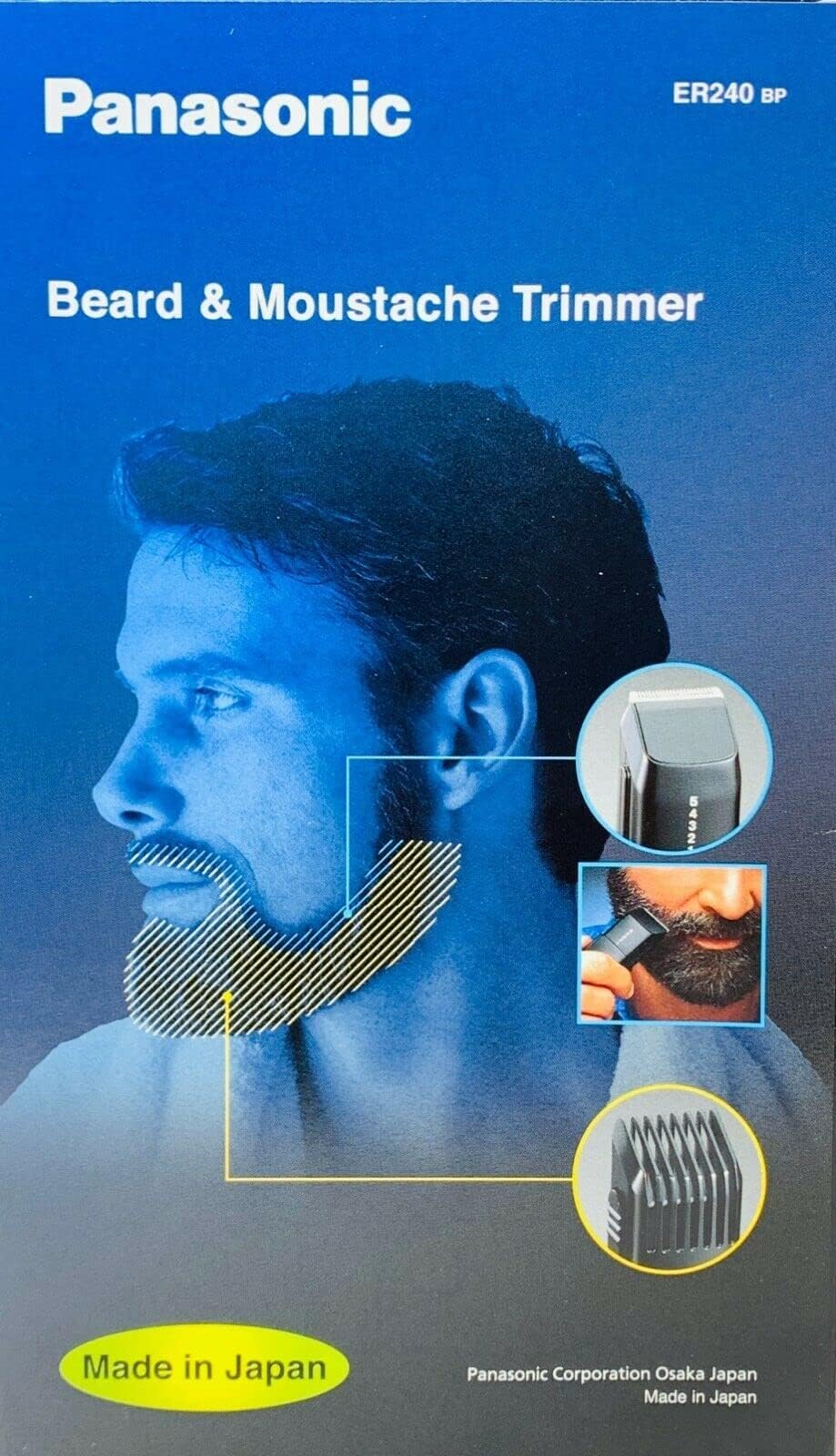 Panasonic ER240B cleaning-brush-mustache-comb helps easy maintenance after trims.