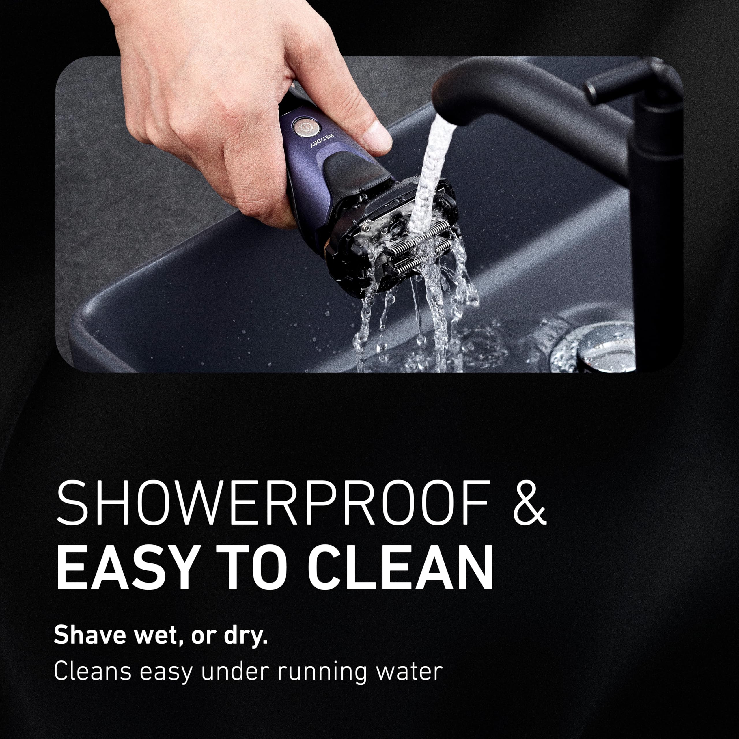 Panasonic ES-ALV6HA waterproof design for easy cleaning and reliable use.