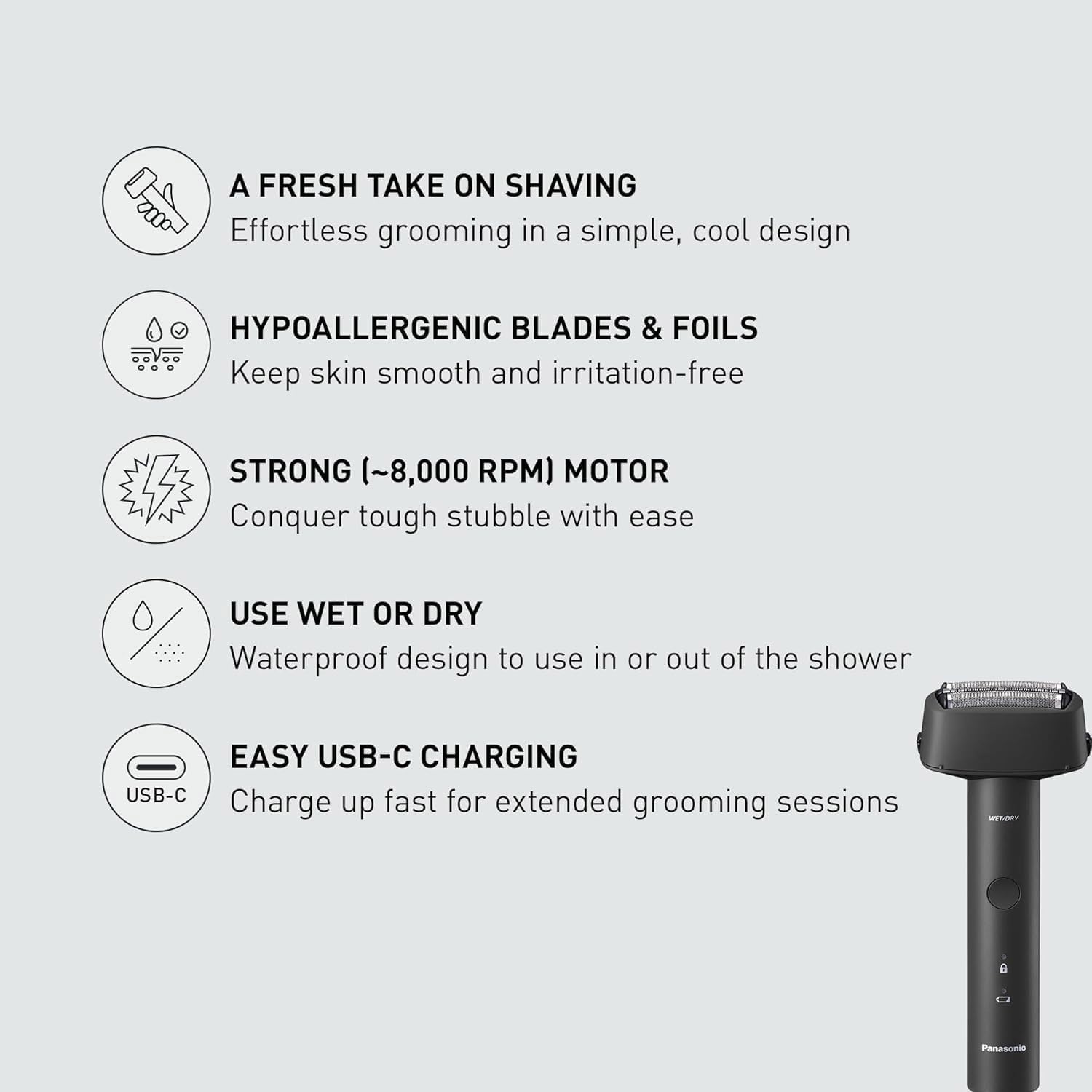 Panasonic ES-RM3B-K floating head closeup for contour-following shaving.