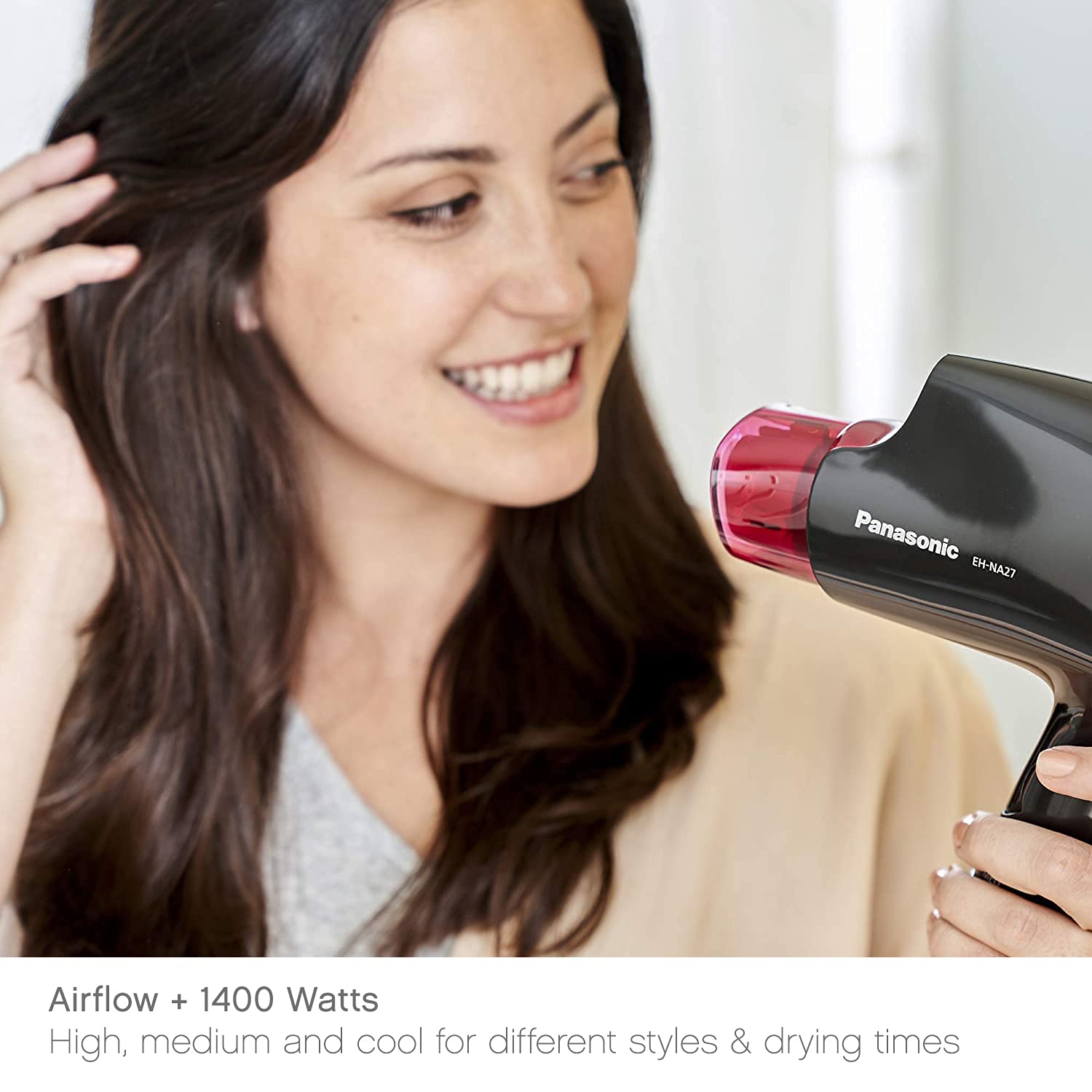 Panasonic folding handle image highlights compact storage in drawers or luggage.