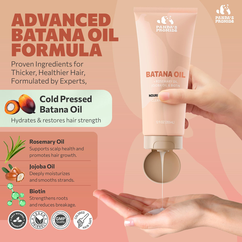 Panda's Promise Batana Oil Conditioner bottle front showcases hydration for soft, manageable curls