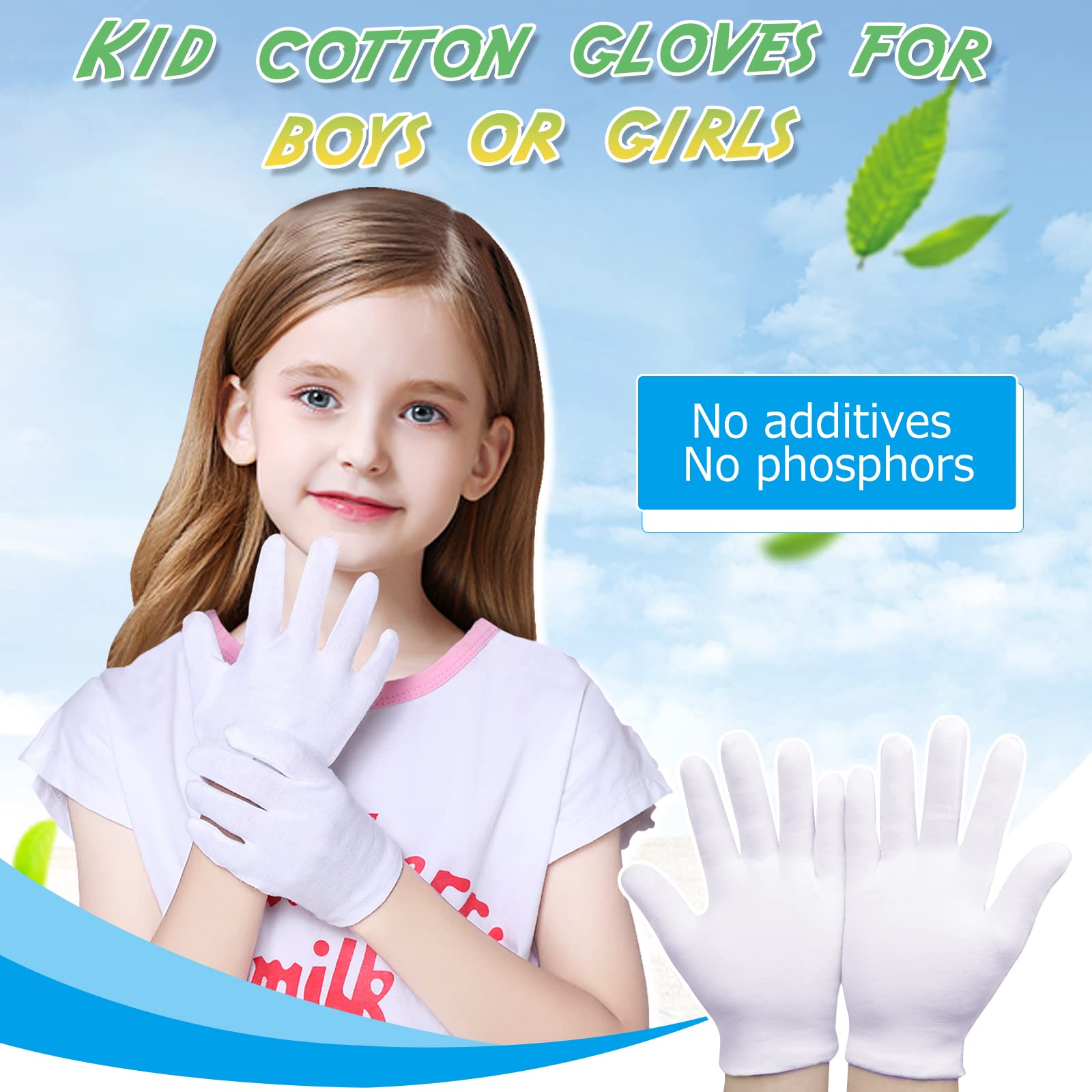 PANGTIKU white cotton gloves for kids offering gentle, breathable comfort