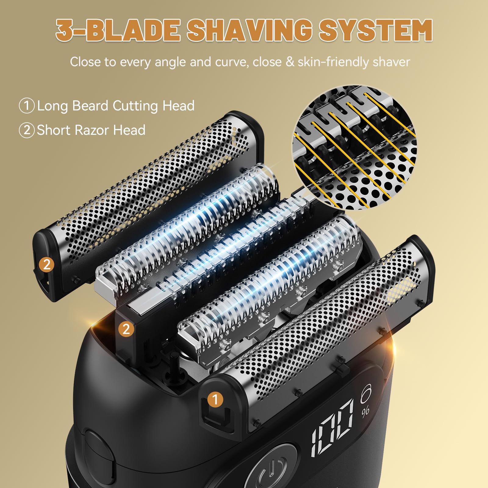 Panid shaver LED display clearly shows battery and charging status