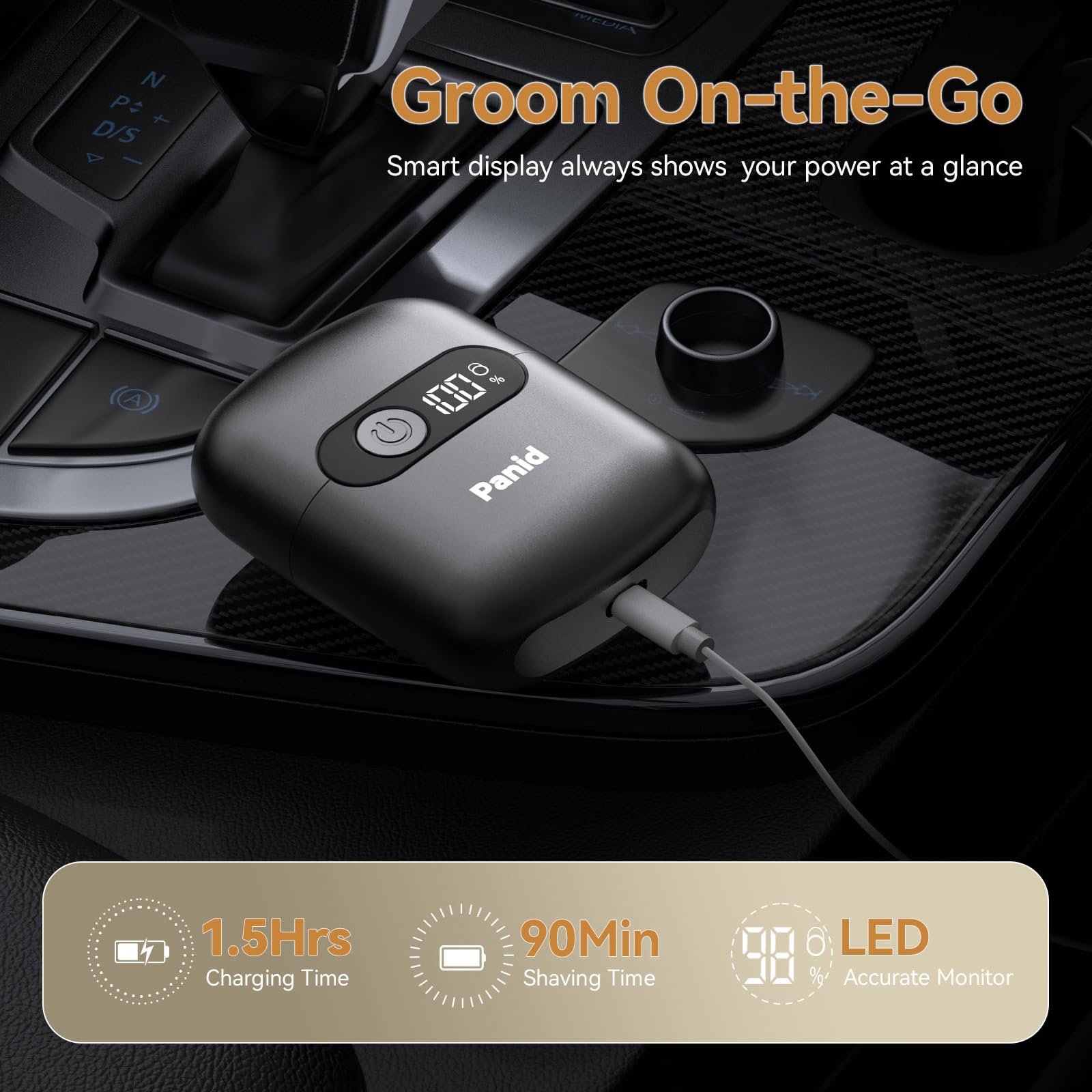 Panid shaver for wet or dry use emphasized in shower setting