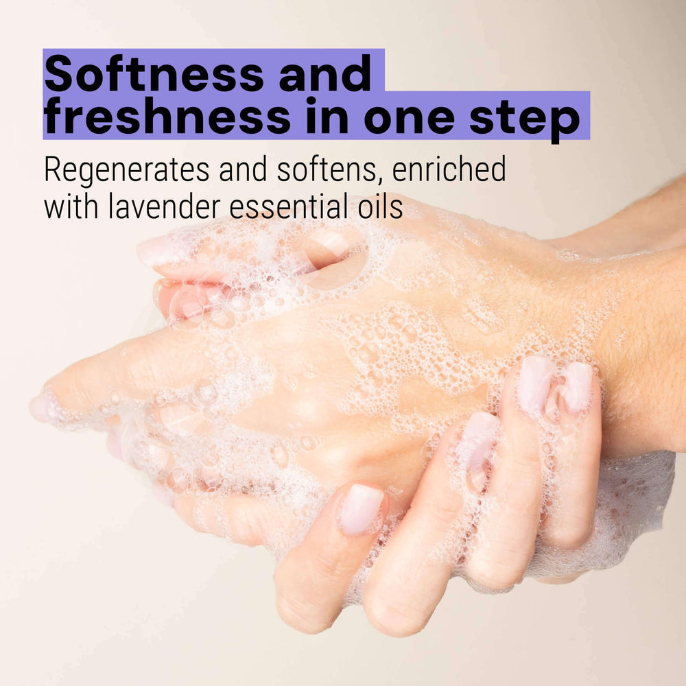 Panier des Sens hand soap pump dispense suggests easy, mess-free refills.