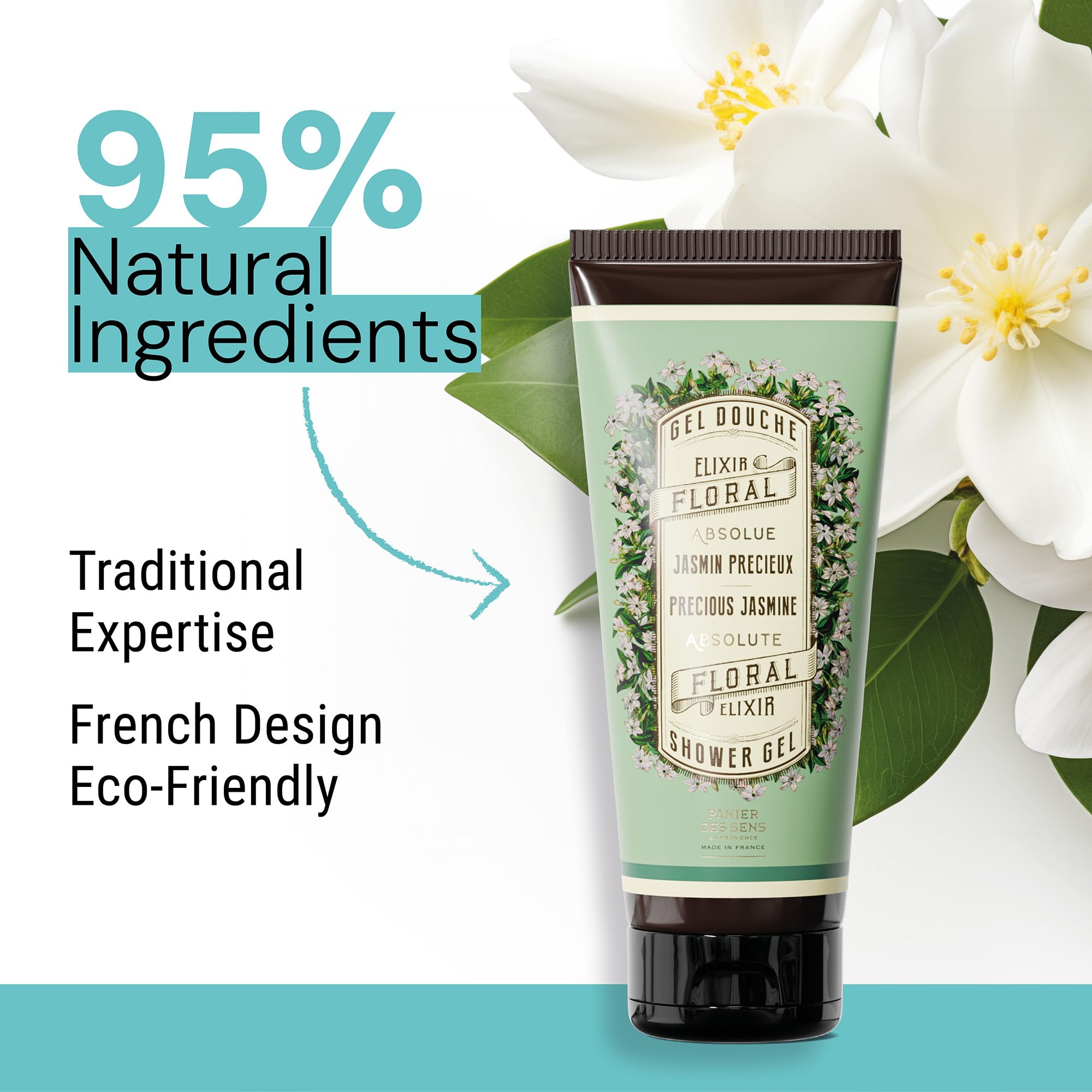 Panier des Sens Jasmine Moisturizing Body Wash designed for sensitive skin cleansing