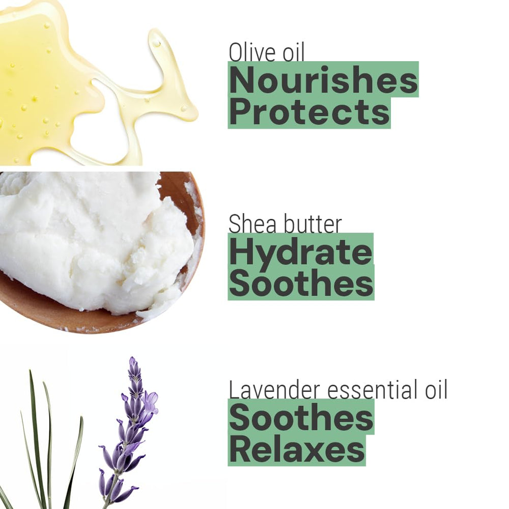 Panier des Sens lavender hand cream texture closeup demonstrates silky hydration benefits.