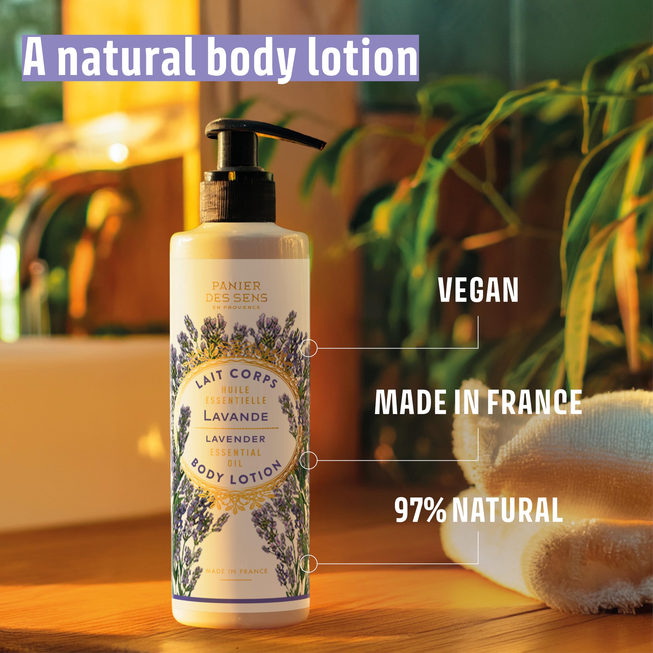 Panier des Sens 97% natural ingredients highlight plant-based care.