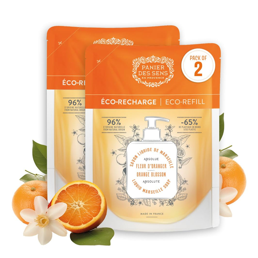 Panier des Sens orange blossom foaming hand soap refill bottle for easy eco-friendly replenishment.