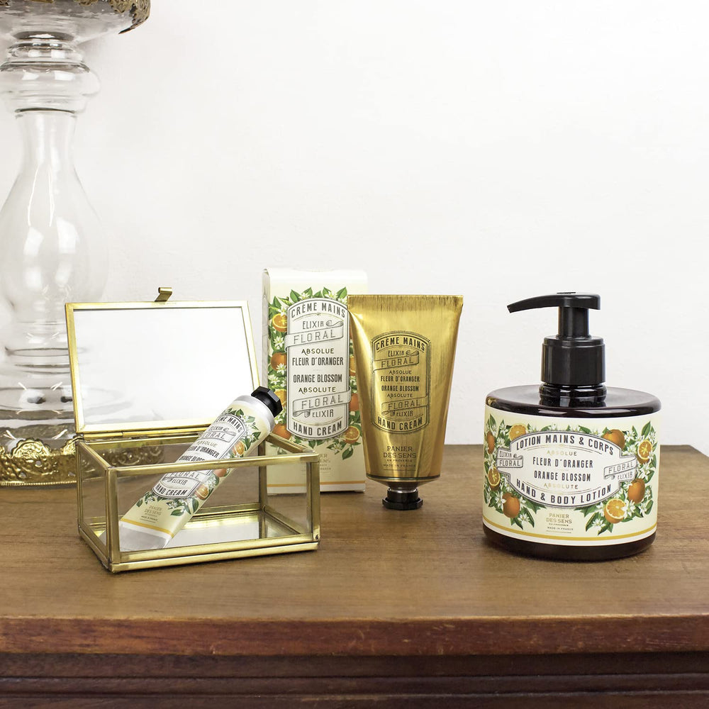 Panier des Sens orange blossom mini hand cream application demonstrates quick absorption for dry, weathered hands