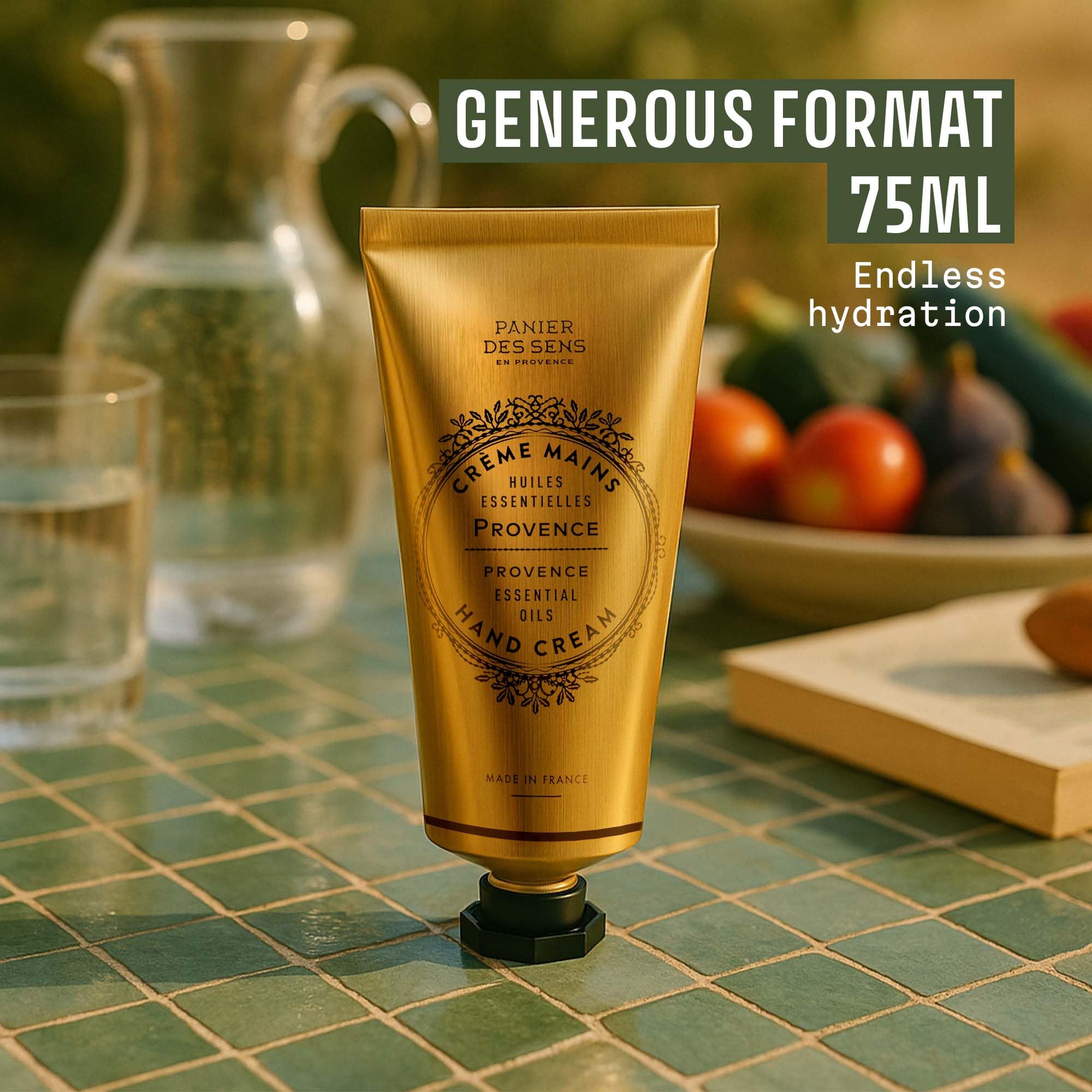 Panier des Sens Provence hand cream made in France label displayed
