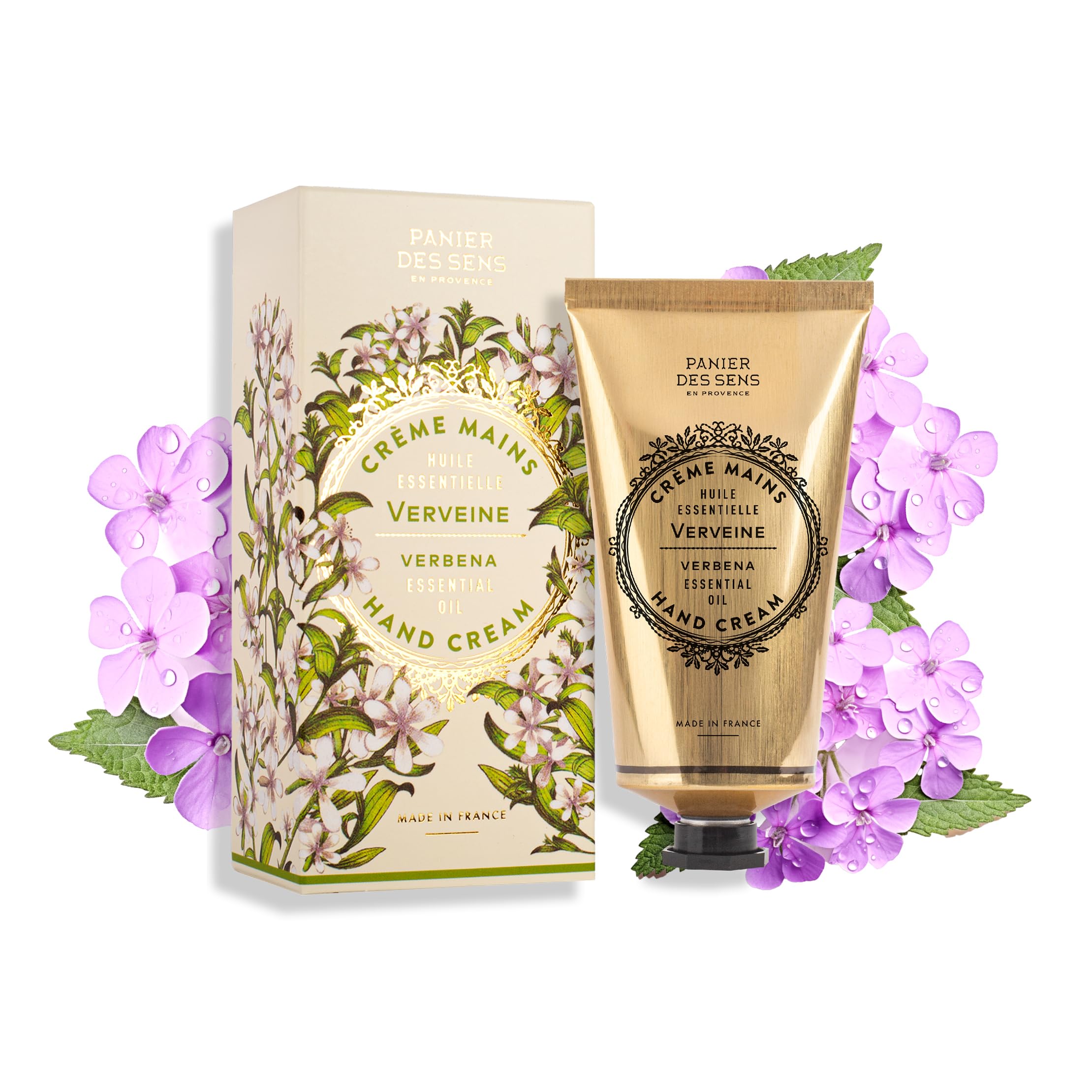 Panier des Sens Verbena Hand Cream bottle closeup showing rich hydration for dry hands