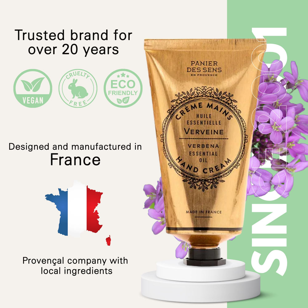 Panier des Sens Verbena Hand Cream recyclable packaging highlights sustainability