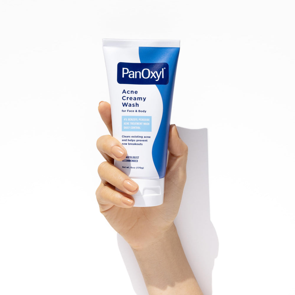 PanOxyl Creamy Acne Wash packaging 3-pack conveys value for ongoing supply
