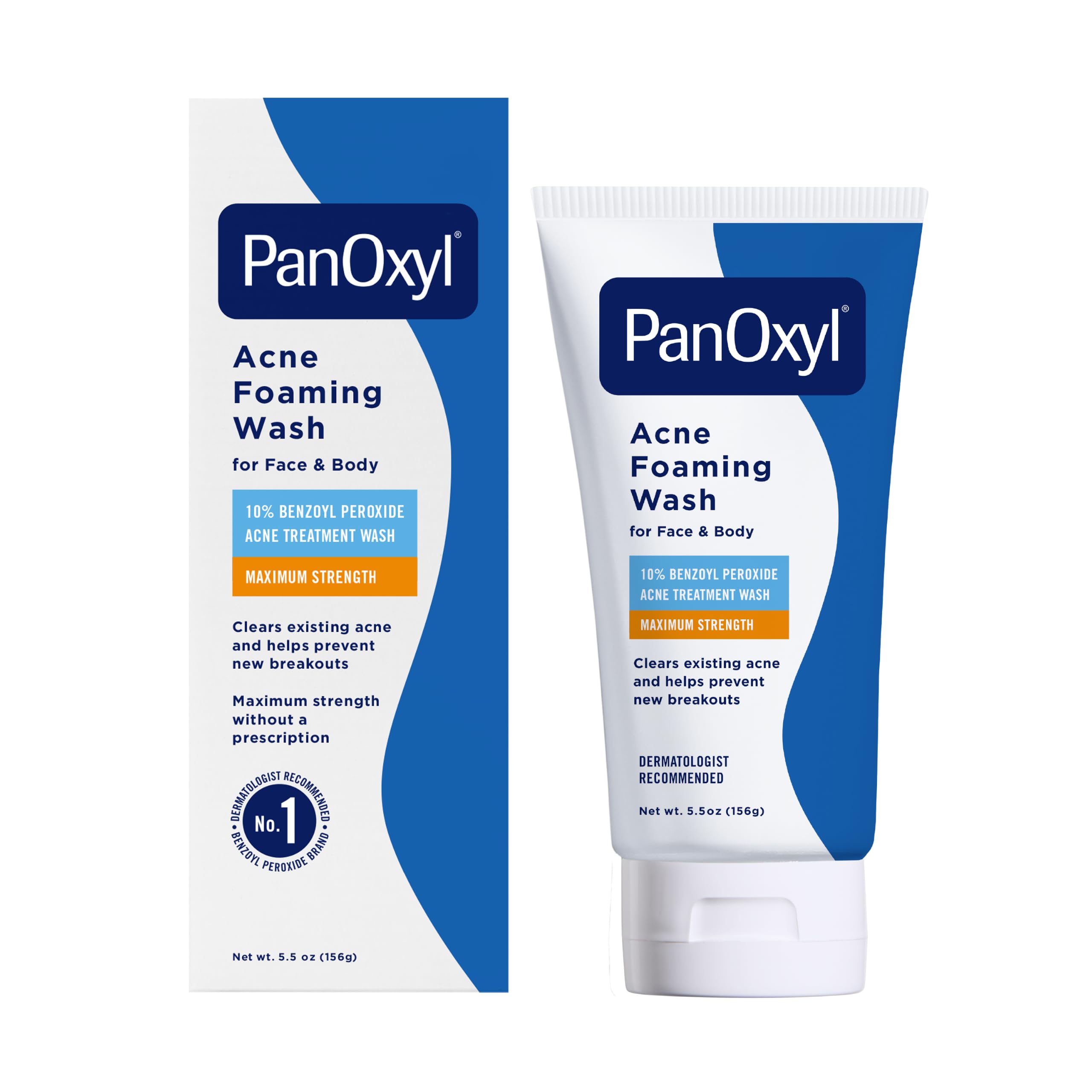 PanOxyl 5.5 oz tube front view showing label and strength benefits