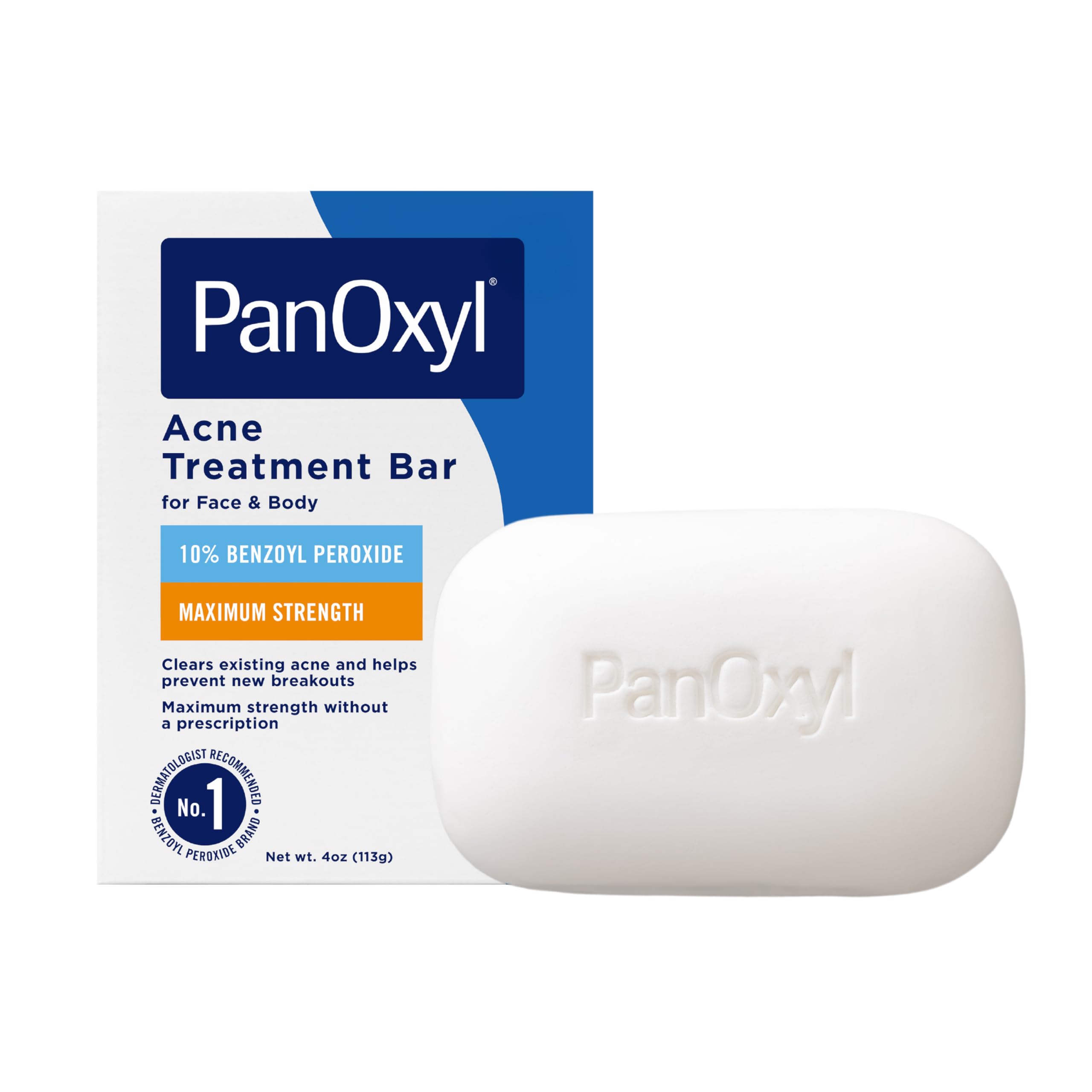 PanOxyl front packaging showing 10% benzoyl peroxide benefit