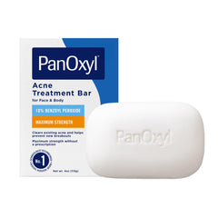 PanOxyl front packaging showing 10% benzoyl peroxide benefit