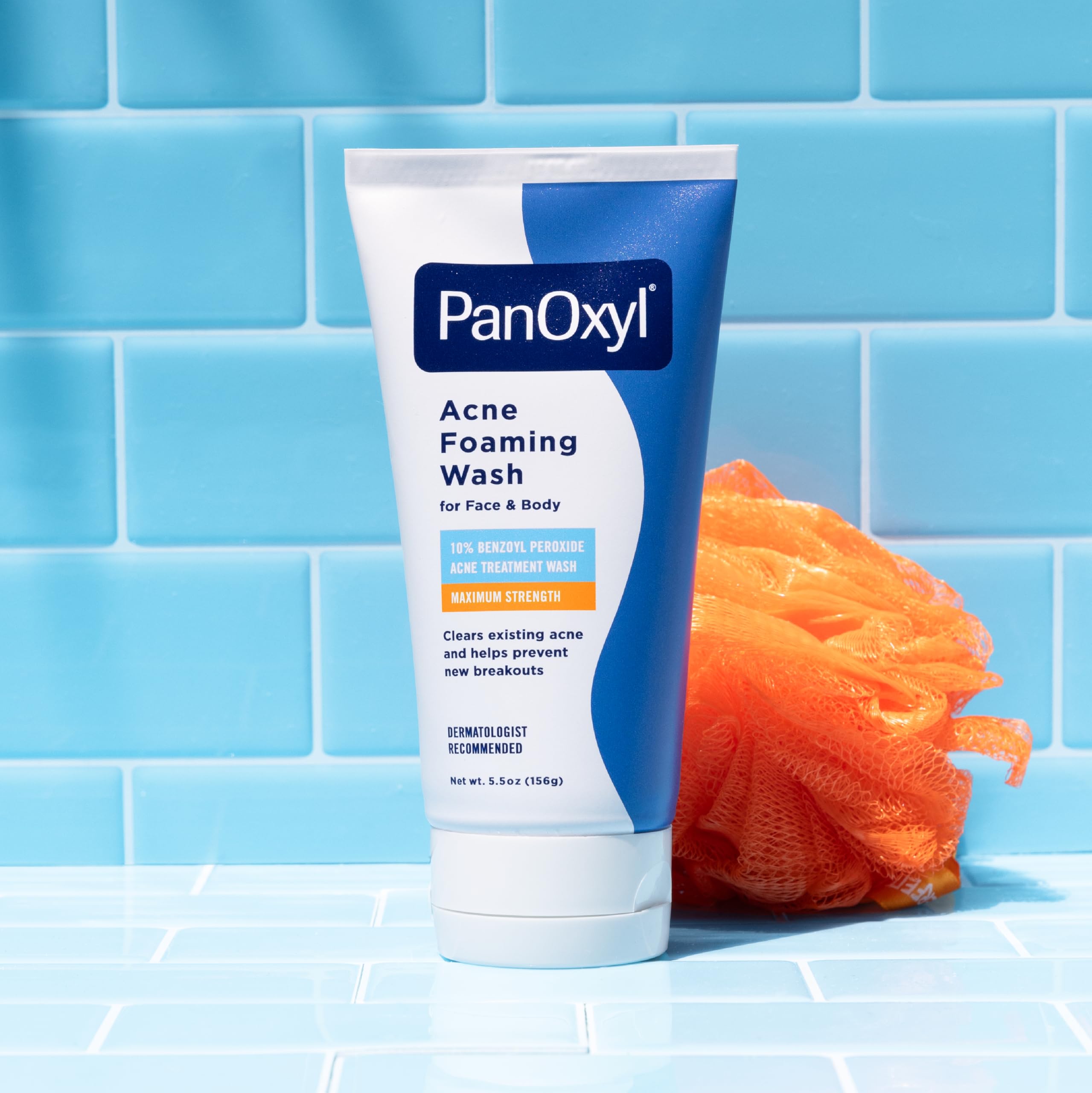 PanOxyl packaging emphasizing unscented, non-comedogenic skin benefit