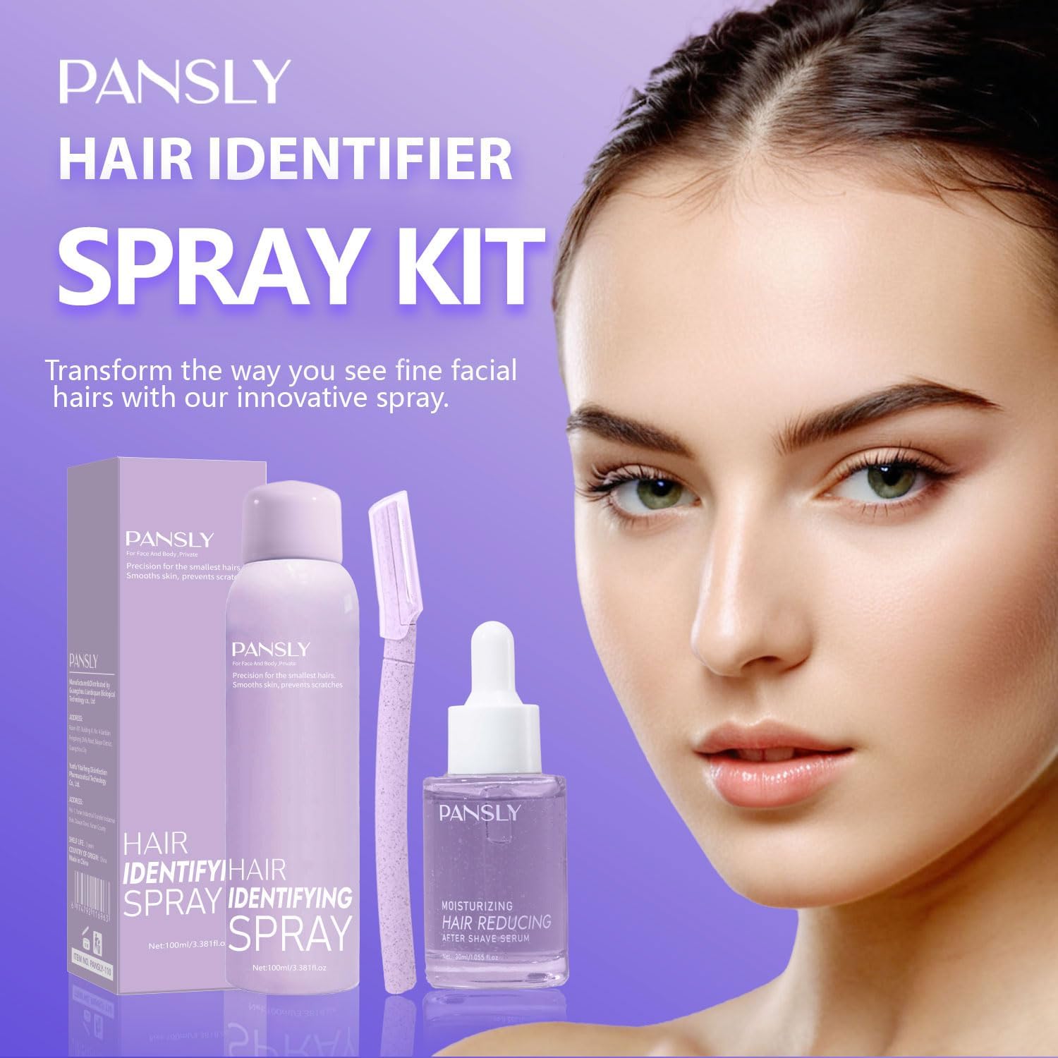 PANSLY after shave serum bottle being applied demonstrates soothing skin hydration after shave