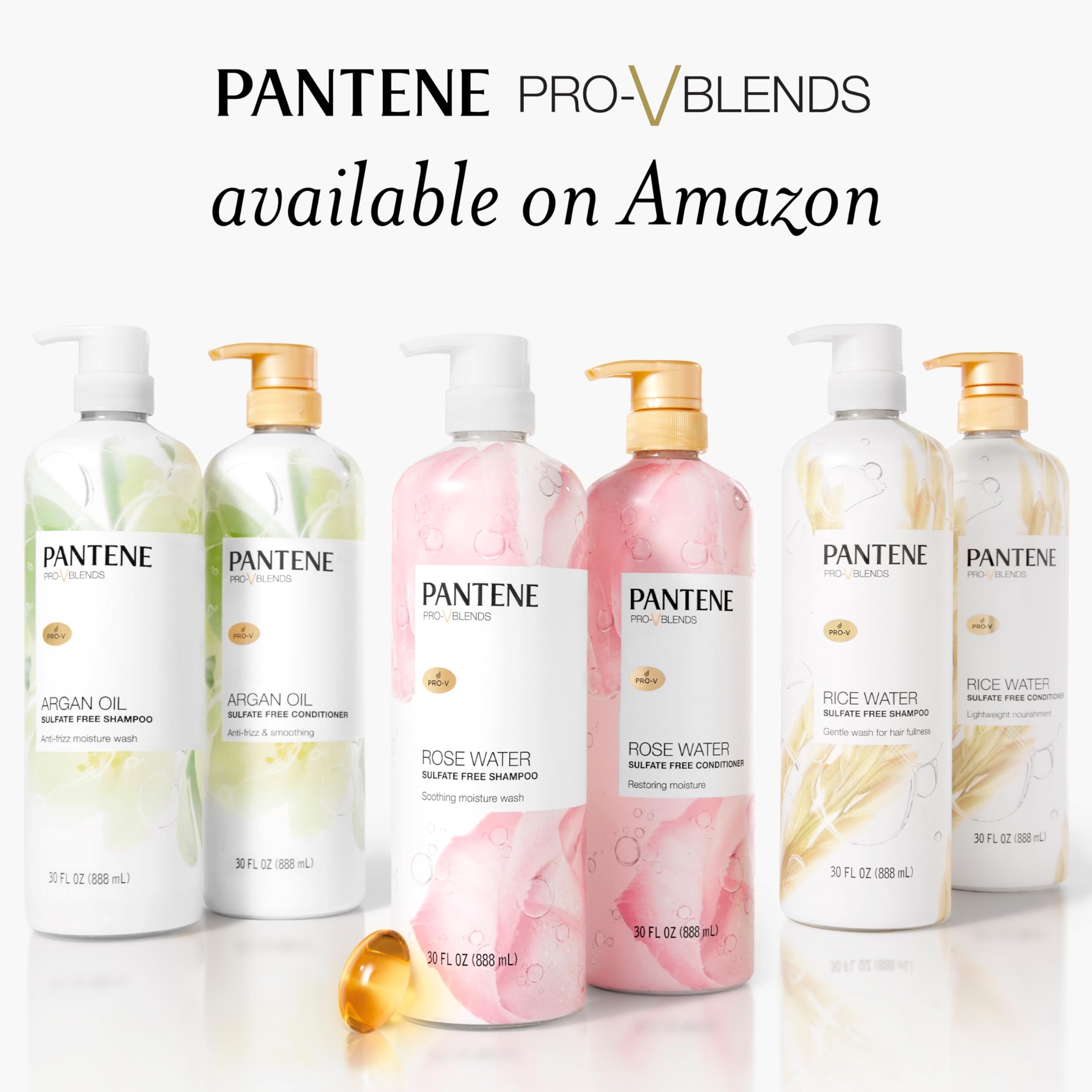 Pantene Vitamin B5 glow shot hints at strengthened roots and smoother shine.