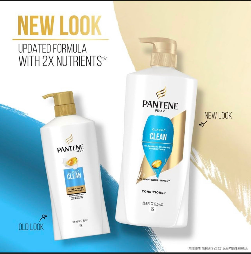 Pantene Classic Clean Conditioner duo-pack front label shows packaging and branding.
