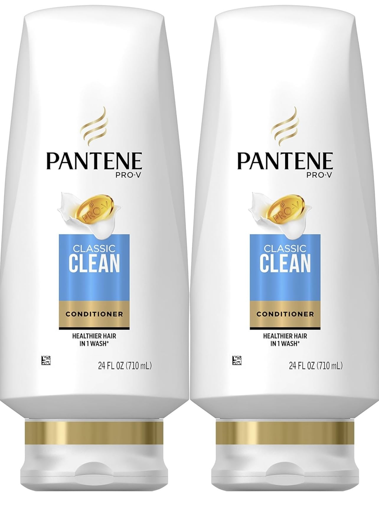 Pantene Classic Clean Conditioner twin-pack bottles provide daily hydration and silky shine.
