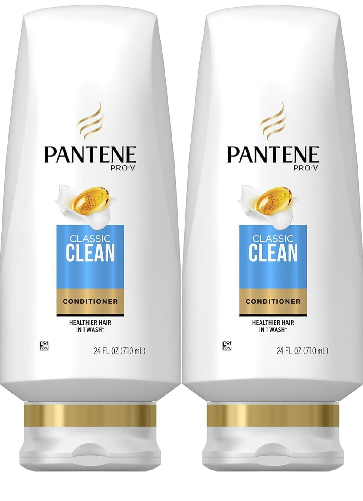 Pantene Classic Clean Conditioner twin-pack bottles provide daily hydration and silky shine.