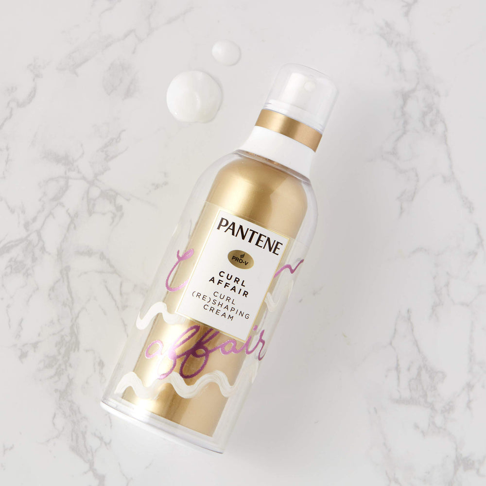 Pantene Curl Affair Shaping Cream applied to damp hair for soft definition