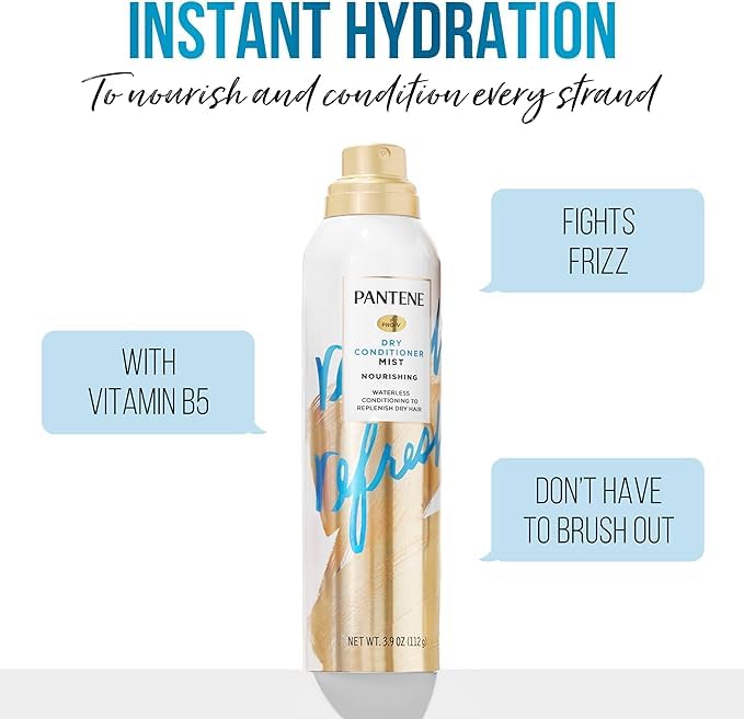Pantene Dry Conditioner Mist on dry hair delivers instant softness and manageability.