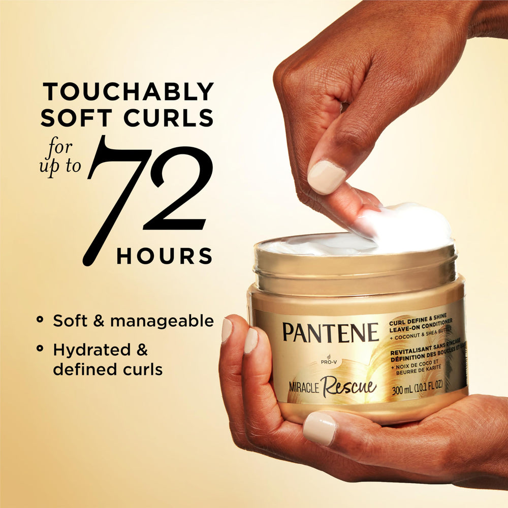 Pantene Miracle Rescue Curl Define & Shine hands twisting damp hair for curl definition.
