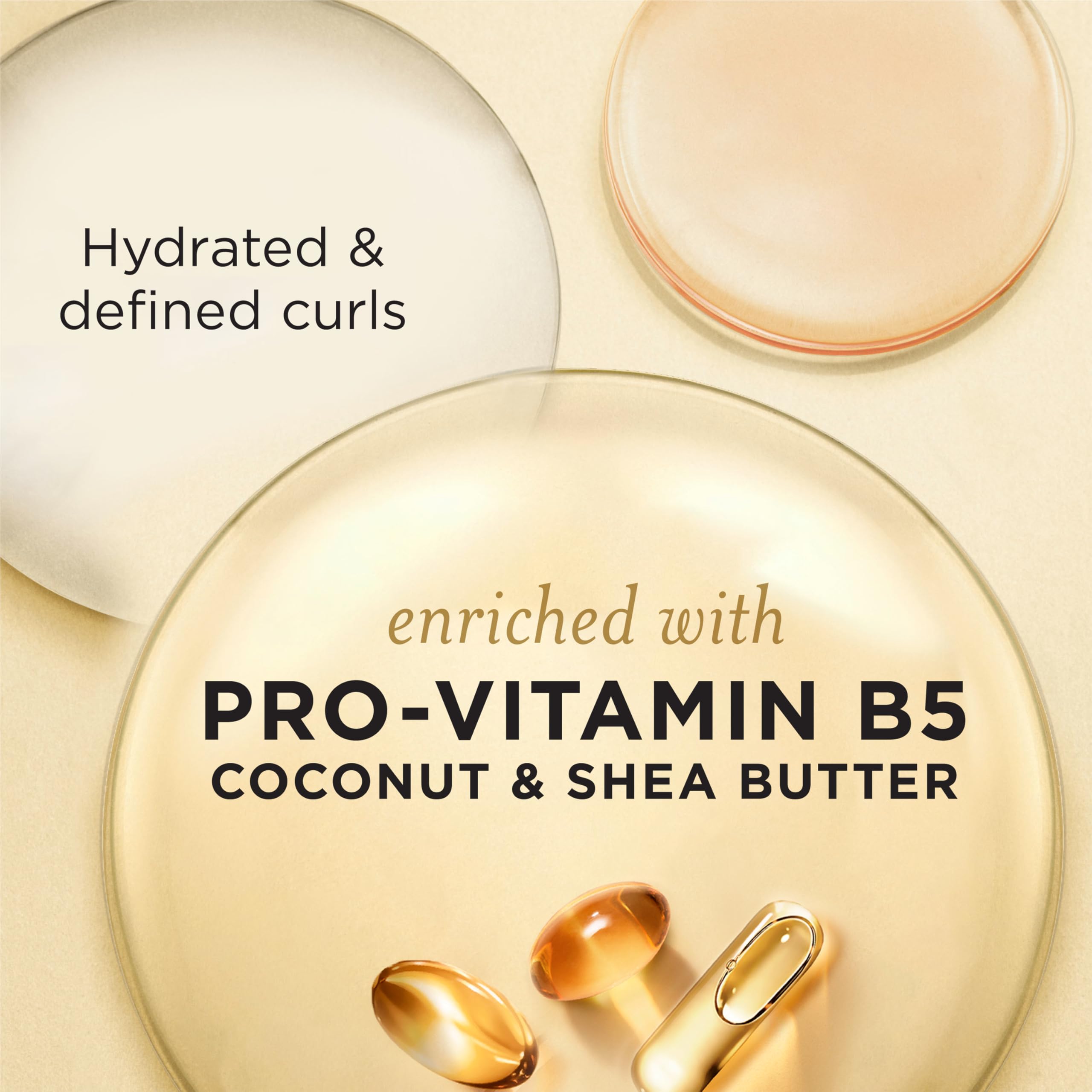 Pantene Miracle Rescue Curl Define & Shine coconut and shea butter ingredients close-up.