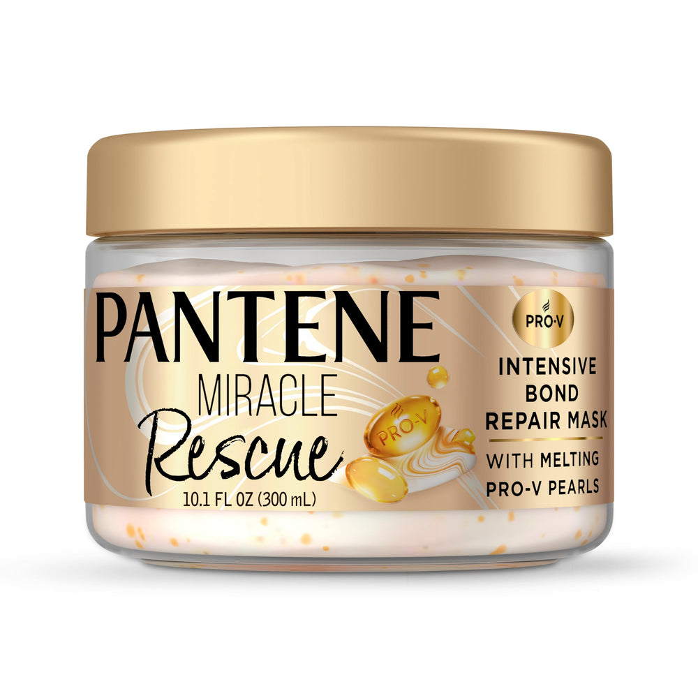 Pantene Miracle Rescue Mask bottle showing deep conditioning for dry damaged hair.