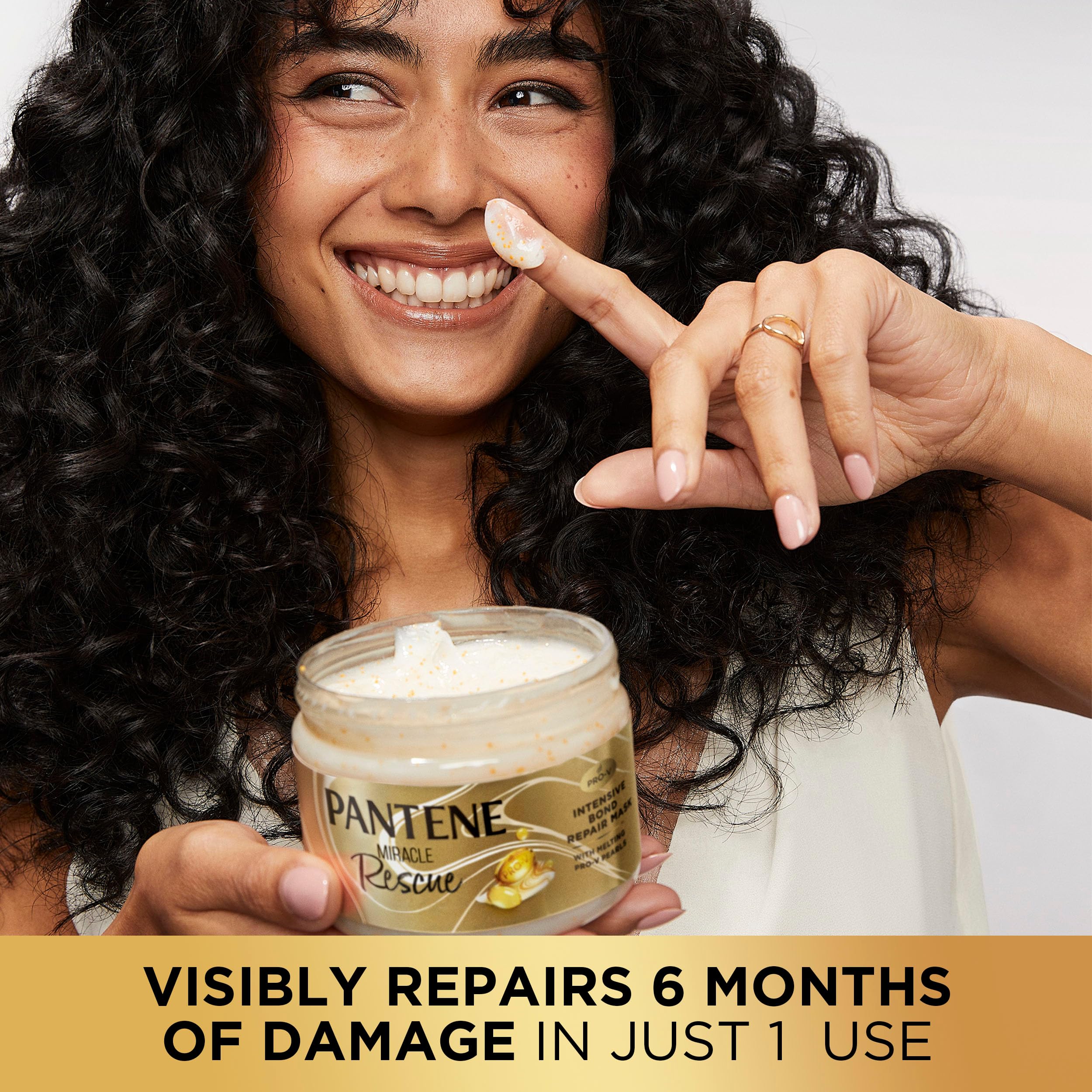 Pantene Miracle Rescue Mask creamy texture indicating rich deep conditioning.