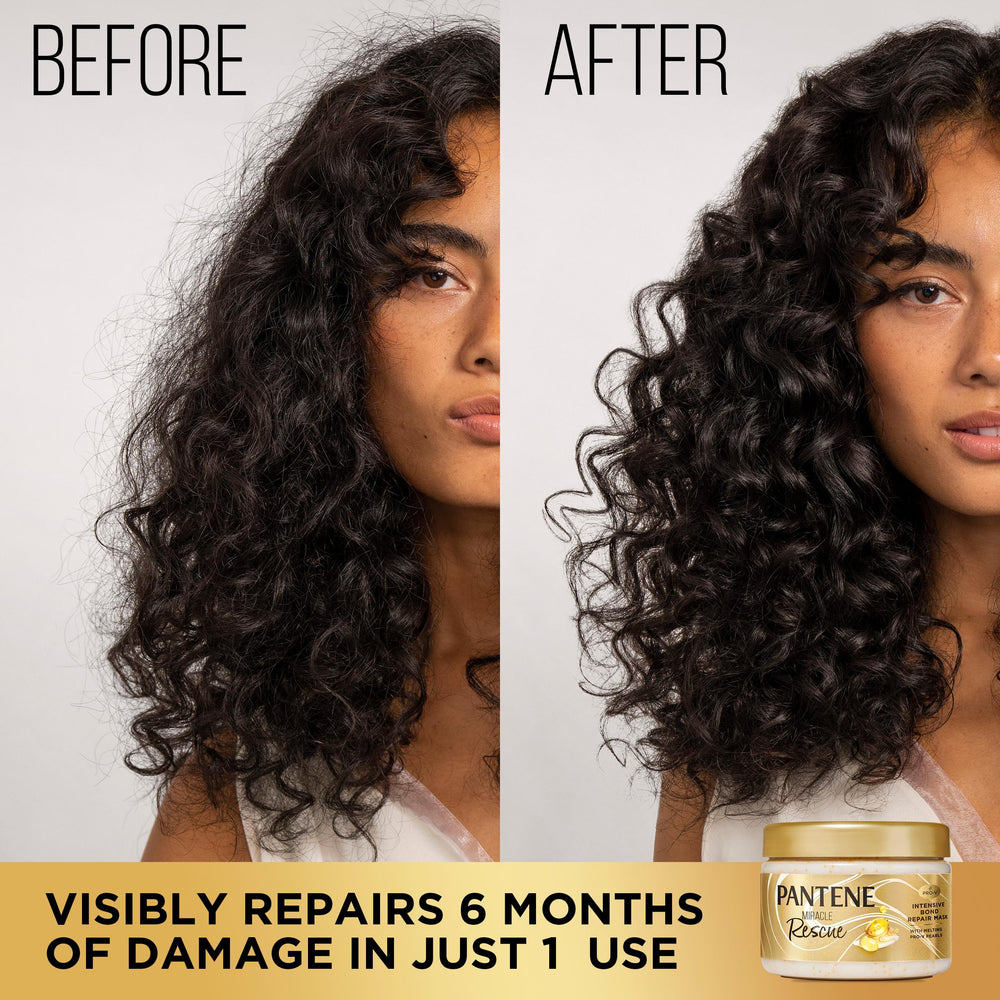 Pantene Miracle Rescue Mask pearls dissolve action during application.