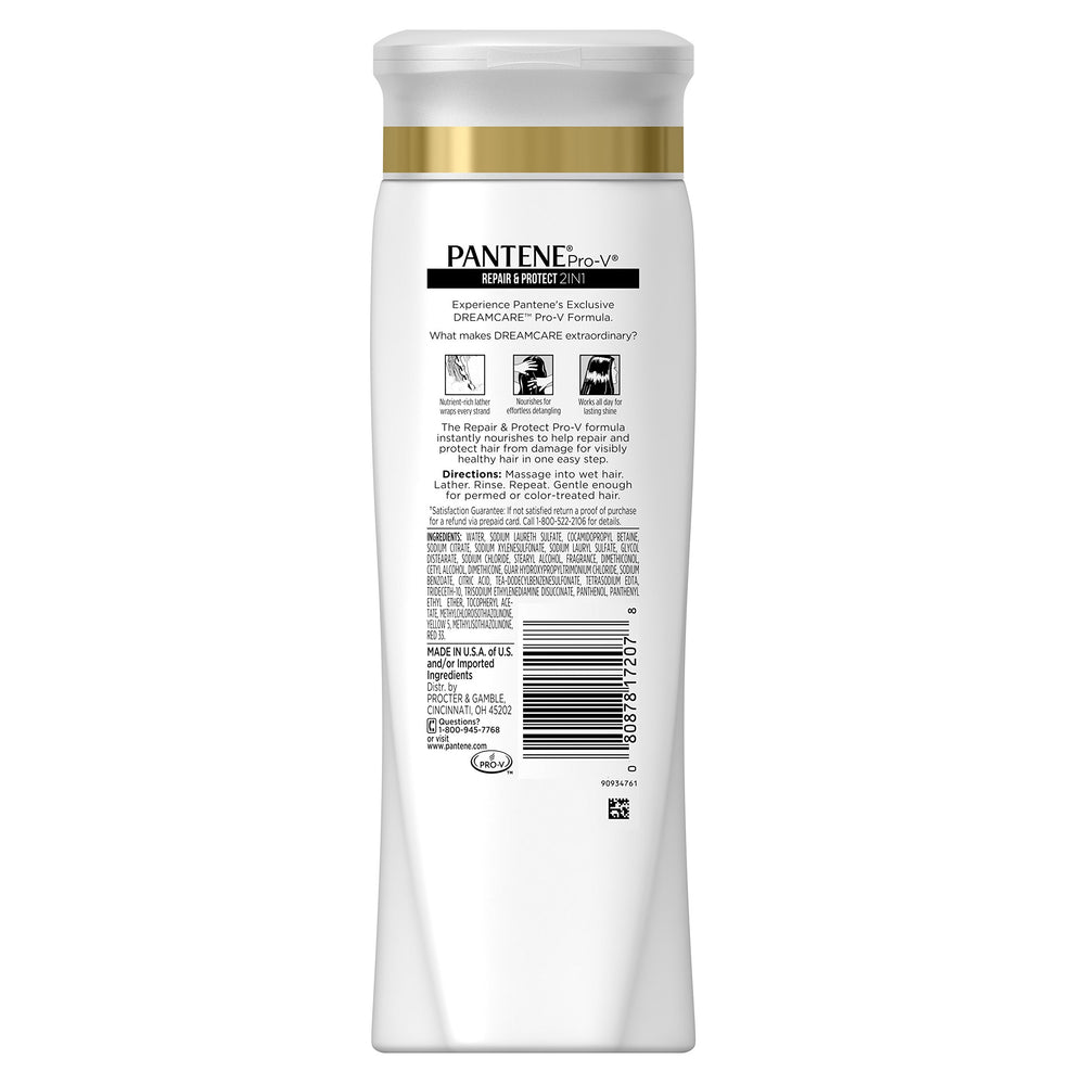 Pantene Pro-V 2-in-1 shampoo-conditioner foamy lather for quick cleansing.