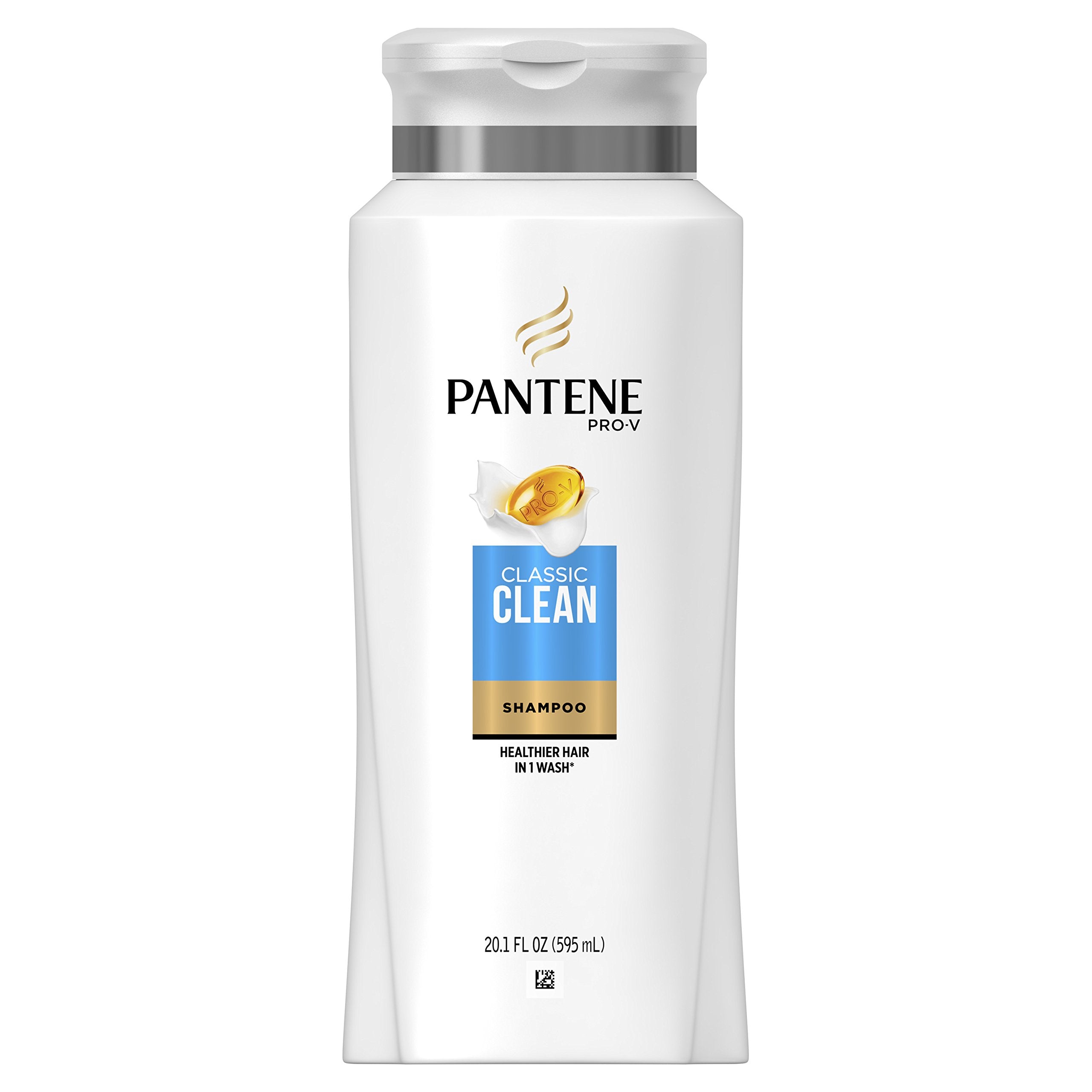 Pantene Pro-V Classic Clean Shampoo bottle front, highlighting daily cleansing