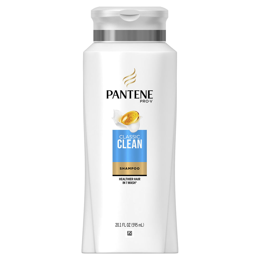 Pantene Pro-V Classic Clean Shampoo bottle front, highlighting daily cleansing