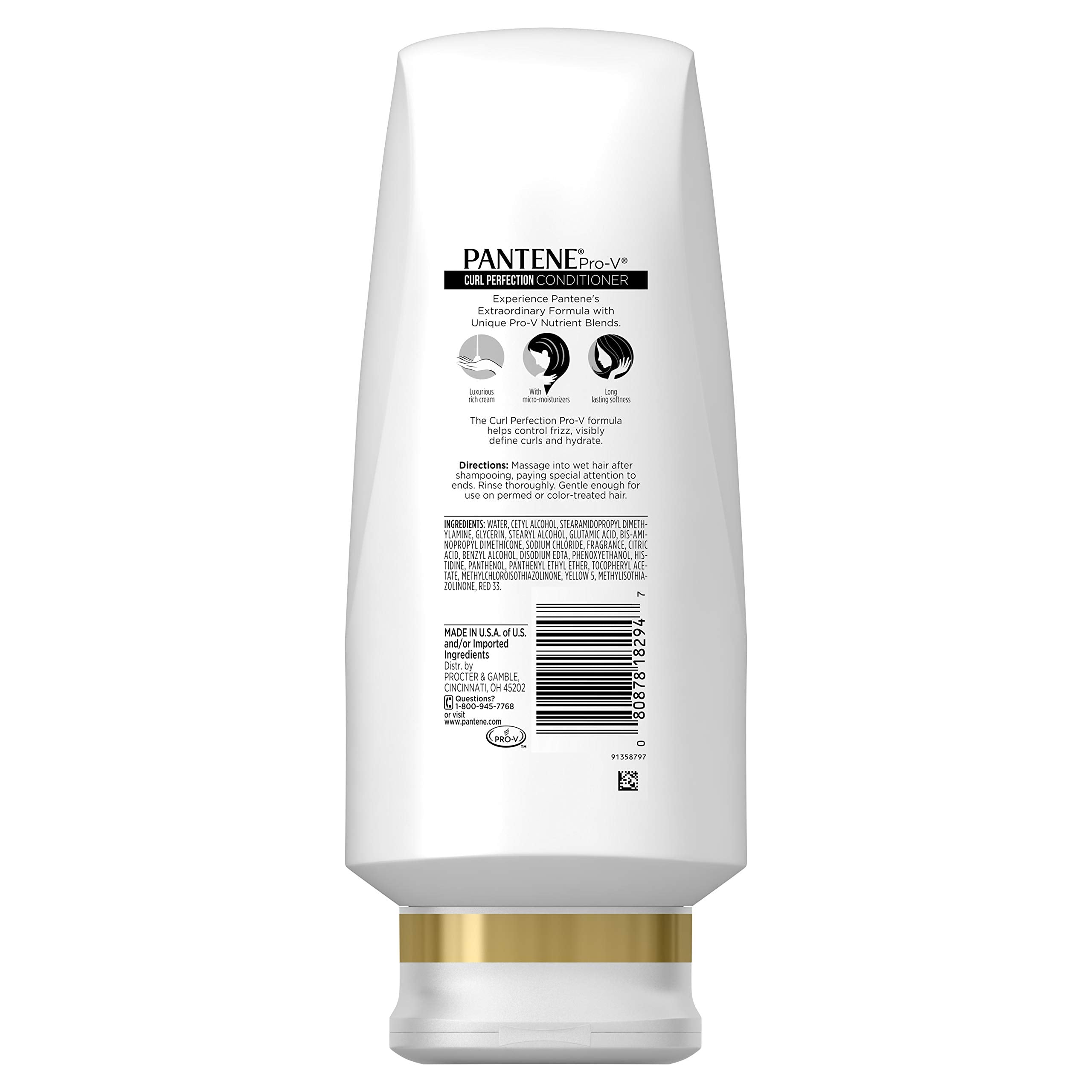 Pantene Pro-V Curl Perfection Conditioner application on hair for smoother, bouncier curls.