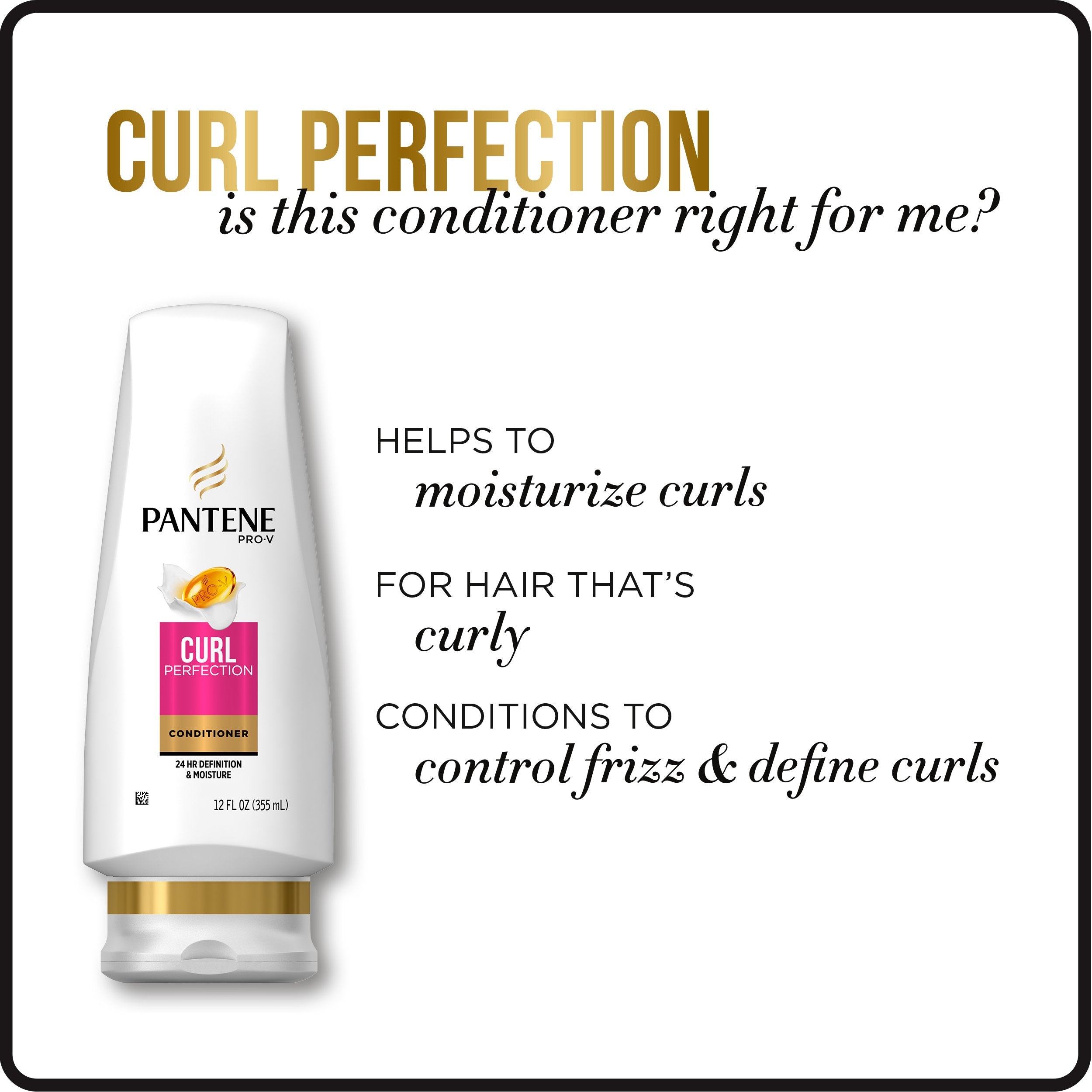 Pantene Pro-V Curl Perfection Conditioner in shower delivering frizz-control finish.