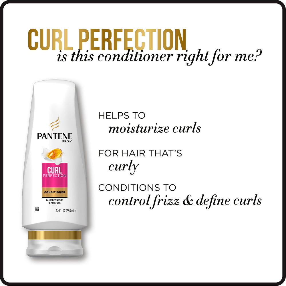 Pantene Pro-V Curl Perfection Conditioner in shower delivering frizz-control finish.